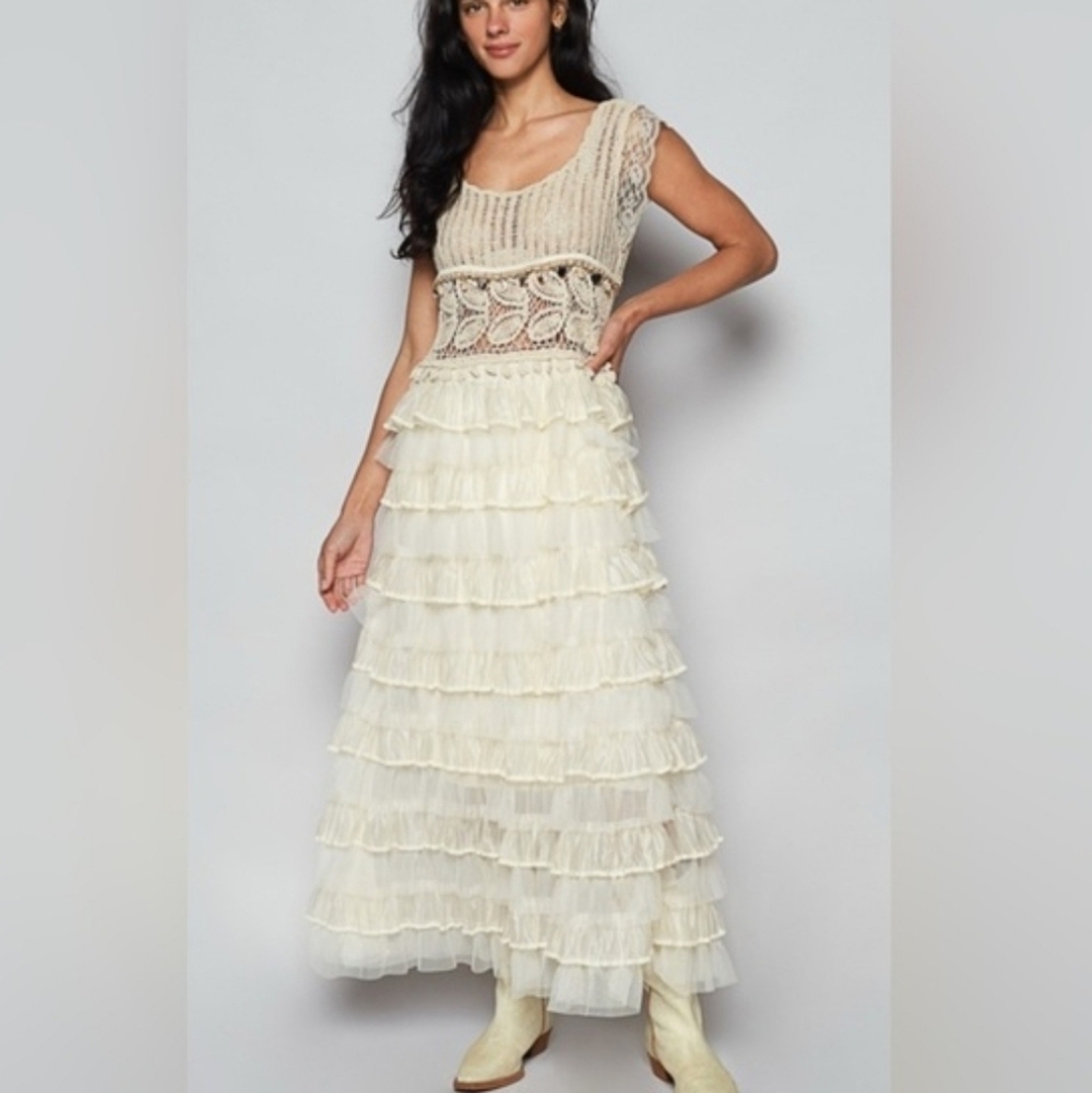 POL Crochet Patterns in Stride Dress in Natural NEW One Size